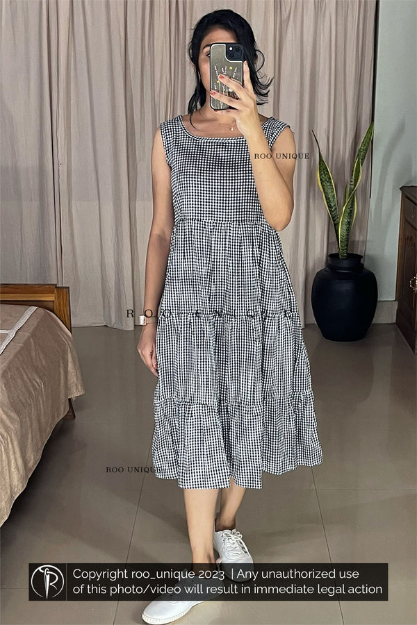 Black-white Check Frock Only