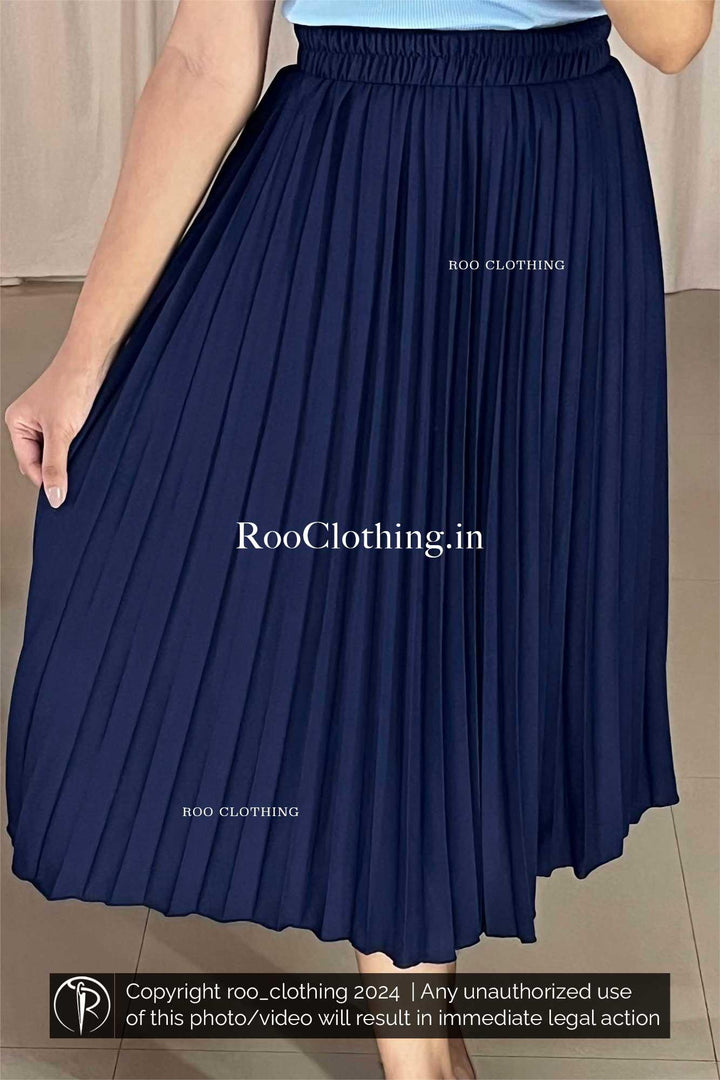 Navy Blue Accordion Pleated Skirt Only – ROO CLOTHING
