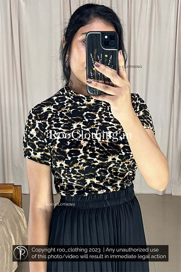 Leopard Printed Half Sleeve Top Only