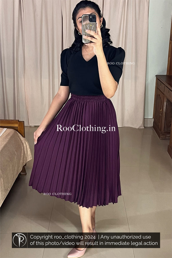 Purple Accordion Pleated Skirt Only