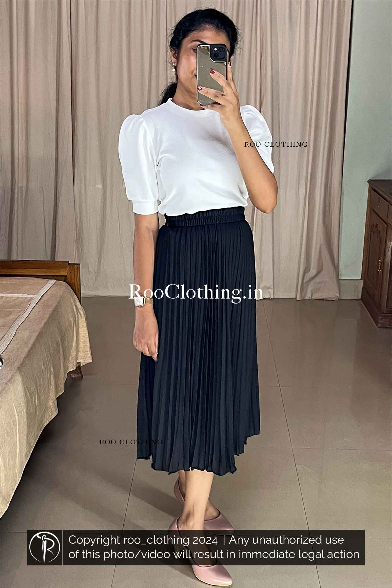 Navy accordion pleated skirt hotsell