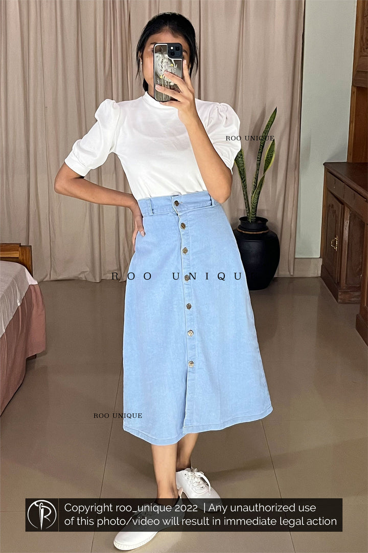 Blush Life Denim Skirt Light Blue Denim main image 0