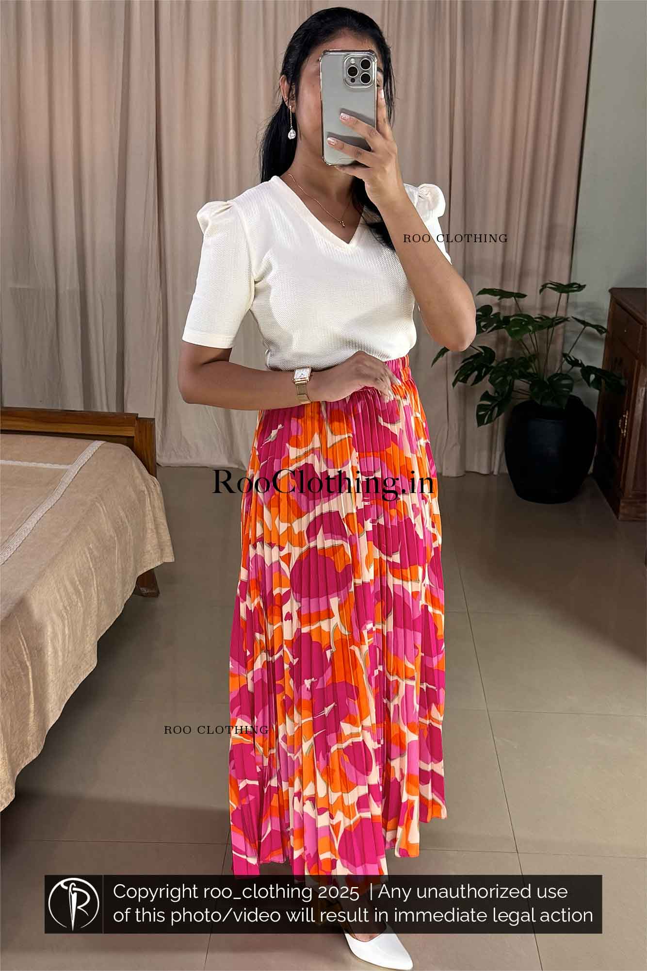 Tropical Sunset Accordion Pleated Maxi Skirt – ROO CLOTHING