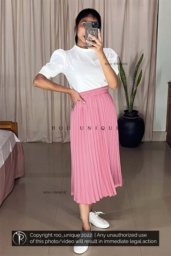 Pink Accordion Pleated Skirt Only